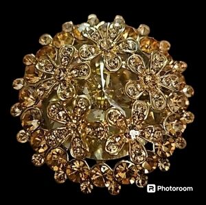 Stunning Crystal Floral Chunky Brooch Pin